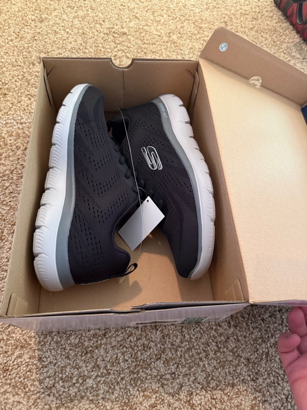 Skechers Black and White Knit Walking Shoes